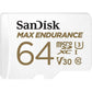 Sandisk Max Endurance Microsdxc Card SQQVR 64G (30 000 HRS) UHS-I C10 U3 V30 100MB/S R 40MB/S W SD Adaptor SDSQQVR-064G-GN6IA