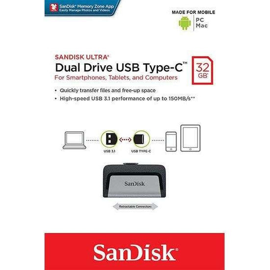 SANDISK ULTRA 32GB SDDDC2-032G Dual USB Drive Type-C 3.1