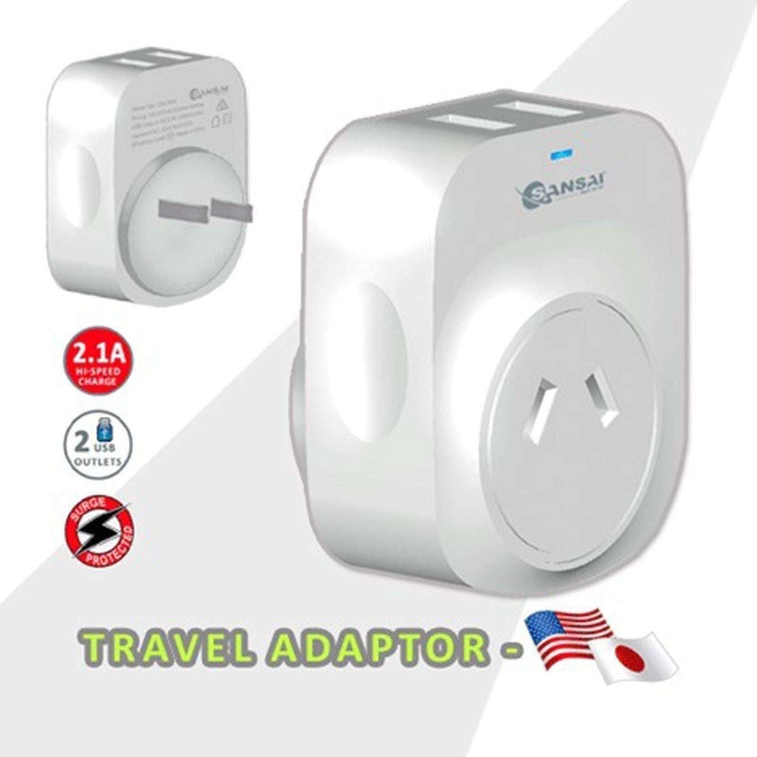 Sansai Travel Adaptor with 2 USB Ports - Verious Countries