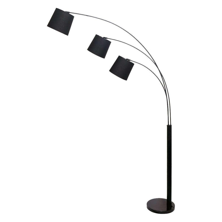 Sarantino 3-Light Arc Floor Lamp Adjustable Black 3 Shades - Magdasmall