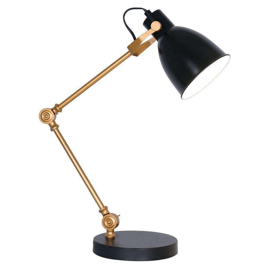 Sarantino Adjustable Metal Table Lamp In Black And Gold