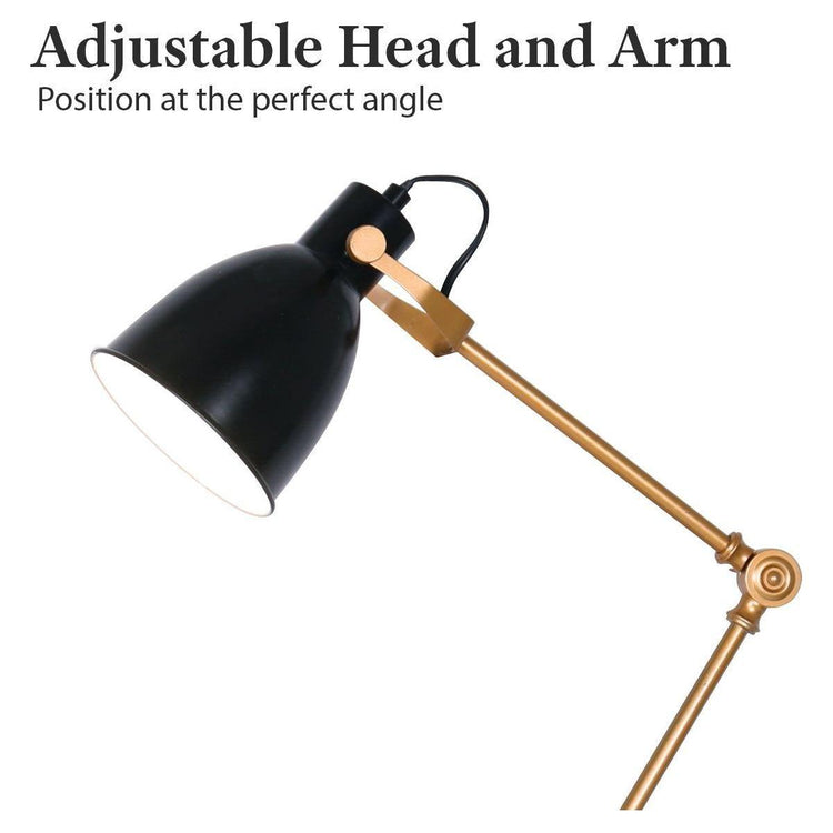 Sarantino Adjustable Metal Table Lamp In Black And Gold