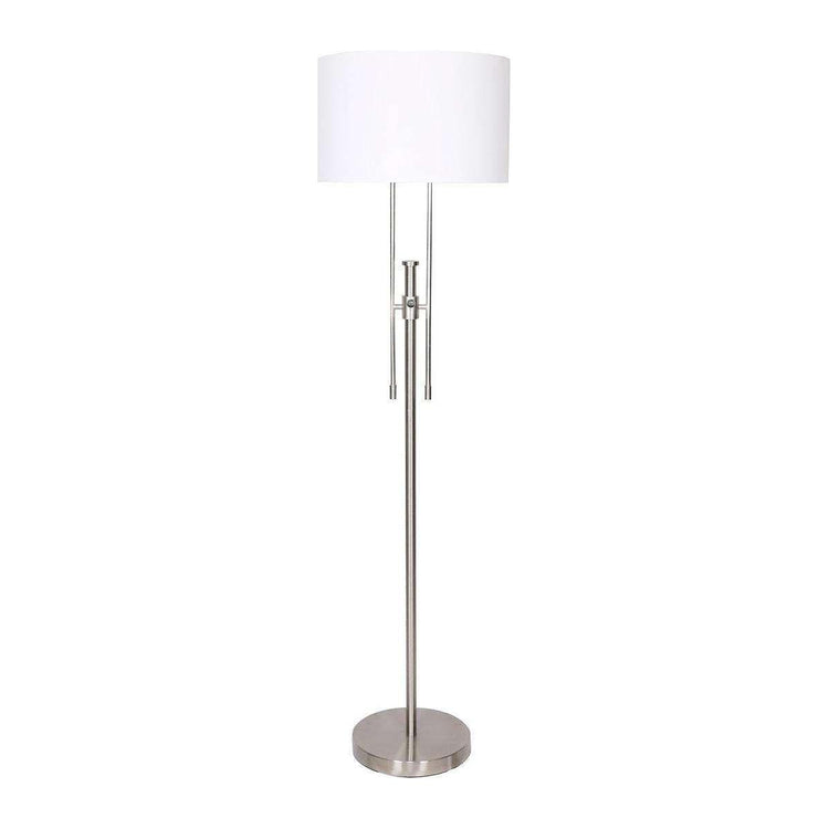 Sarantino Brushed Nickel Height-Adjustable Metal Floor Lamp