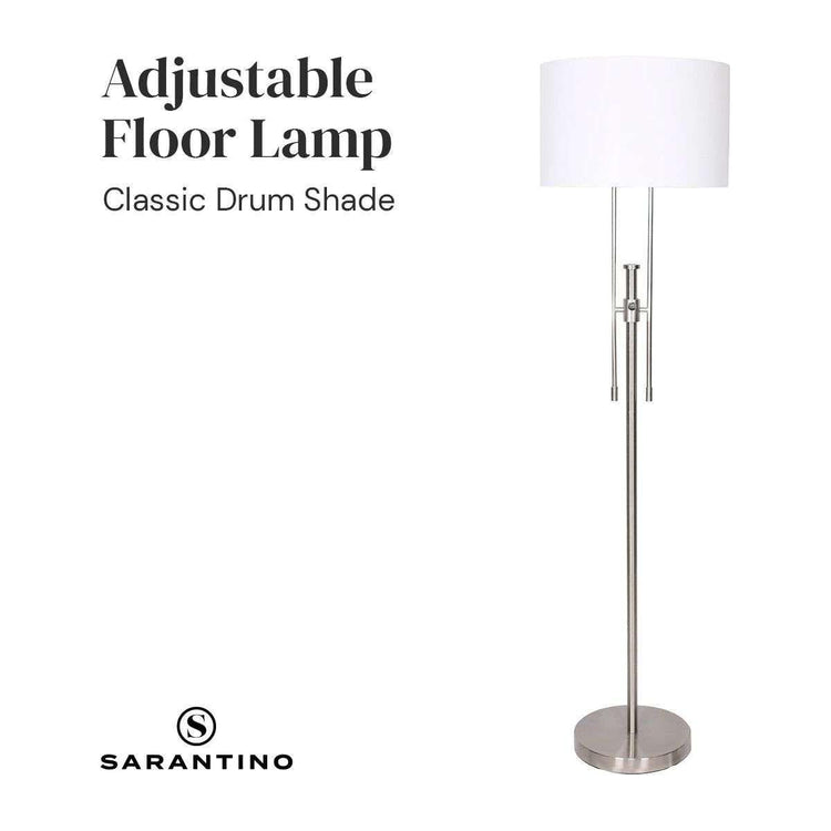 Sarantino Brushed Nickel Height-Adjustable Metal Floor Lamp