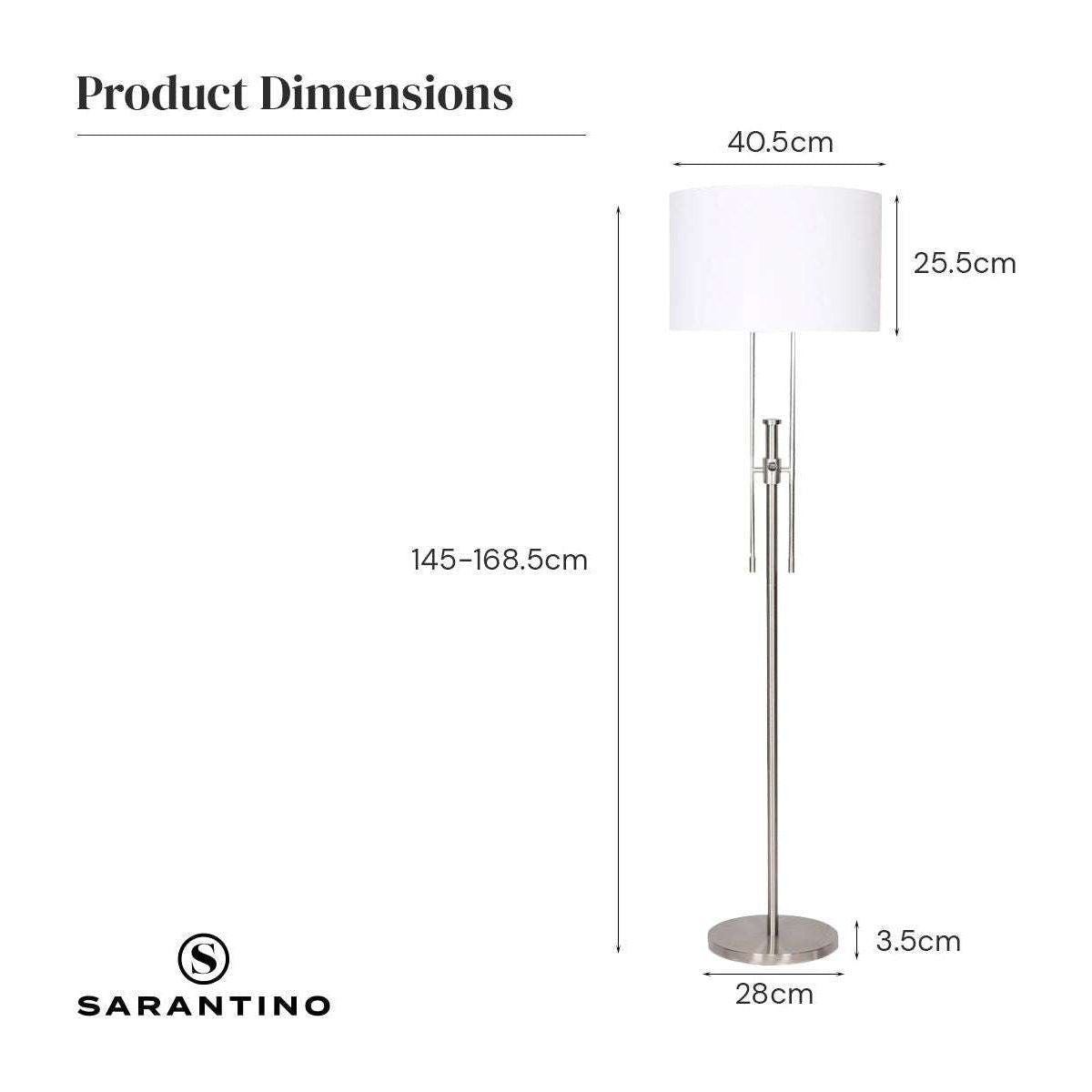 Sarantino Brushed Nickel Height-Adjustable Metal Floor Lamp - Magdasmall