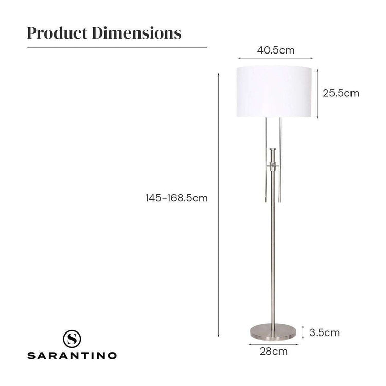 Sarantino Brushed Nickel Height-Adjustable Metal Floor Lamp - Magdasmall