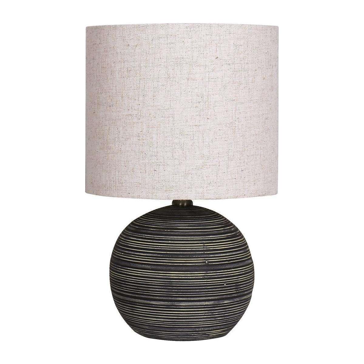 Sarantino Ceramic Table Lamp With Striped Pattern In Antique Black