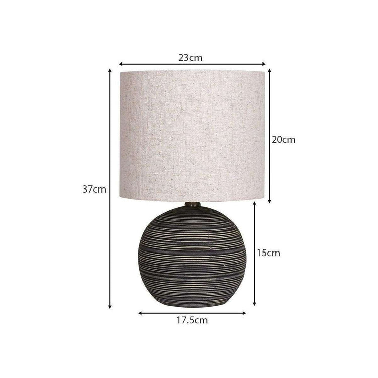 Sarantino Ceramic Table Lamp With Striped Pattern In Antique Black