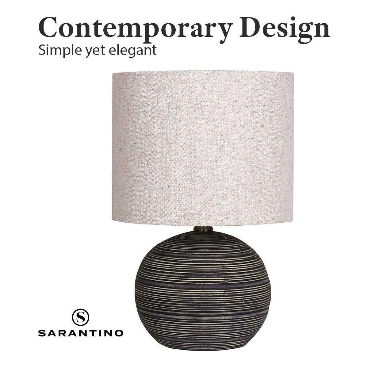 Sarantino Ceramic Table Lamp With Striped Pattern In Antique Black