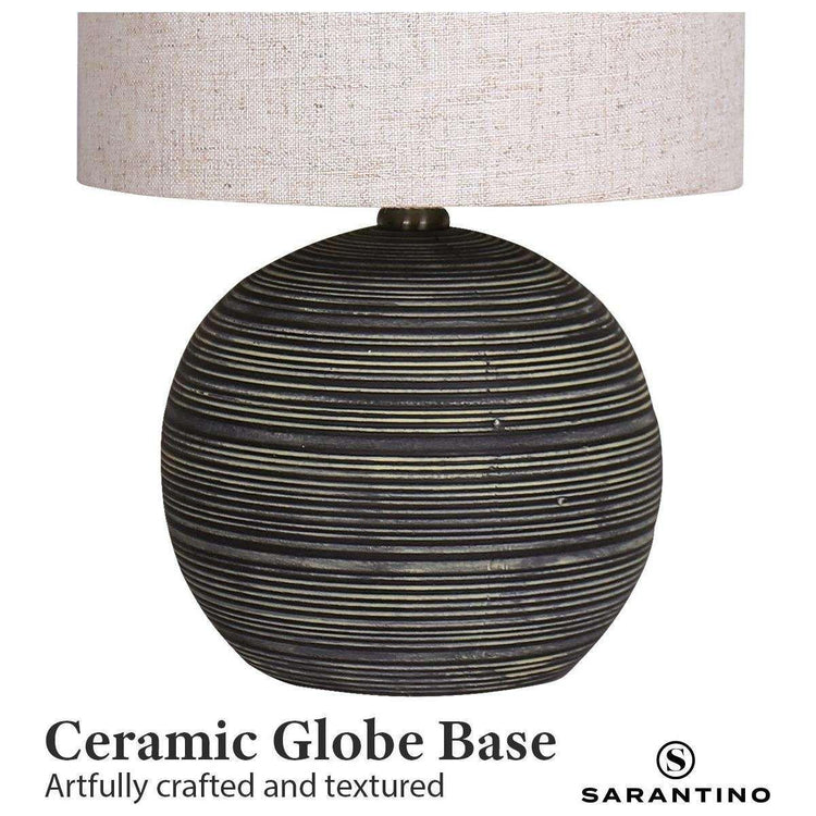 Sarantino Ceramic Table Lamp With Striped Pattern In Antique Black