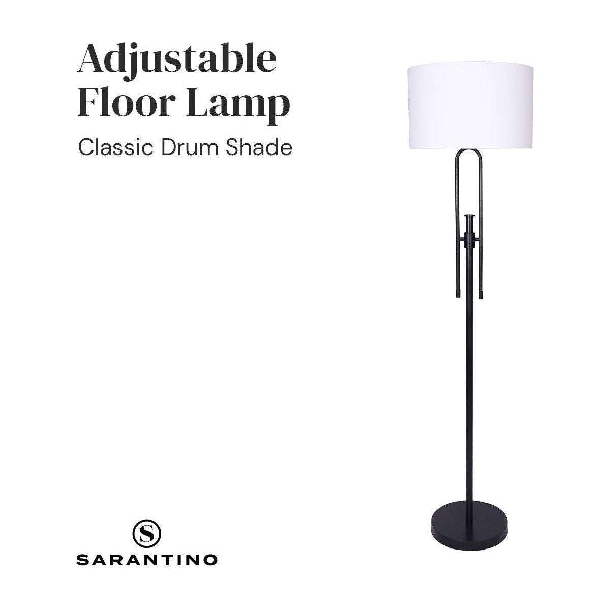 Sarantino Height-Adjustable Metal Floor Lamp Matte Black - Magdasmall