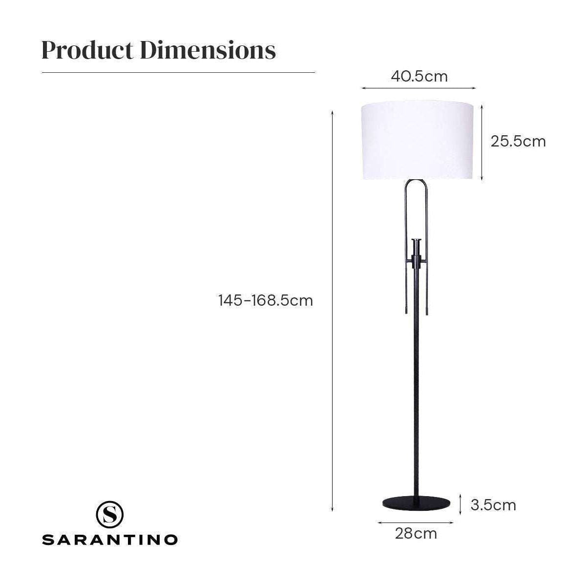 Sarantino Height-Adjustable Metal Floor Lamp Matte Black - Magdasmall