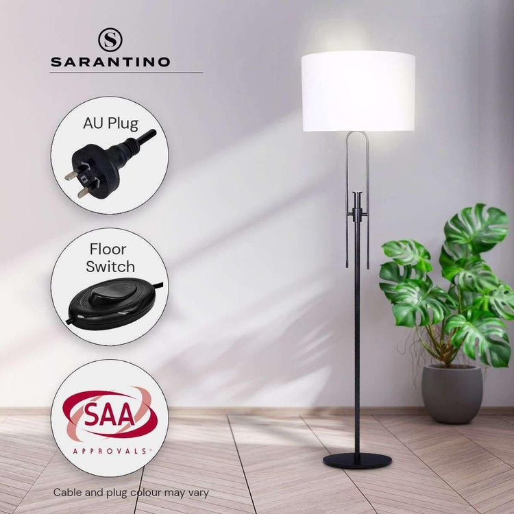 Sarantino Height-Adjustable Metal Floor Lamp Matte Black - Magdasmall