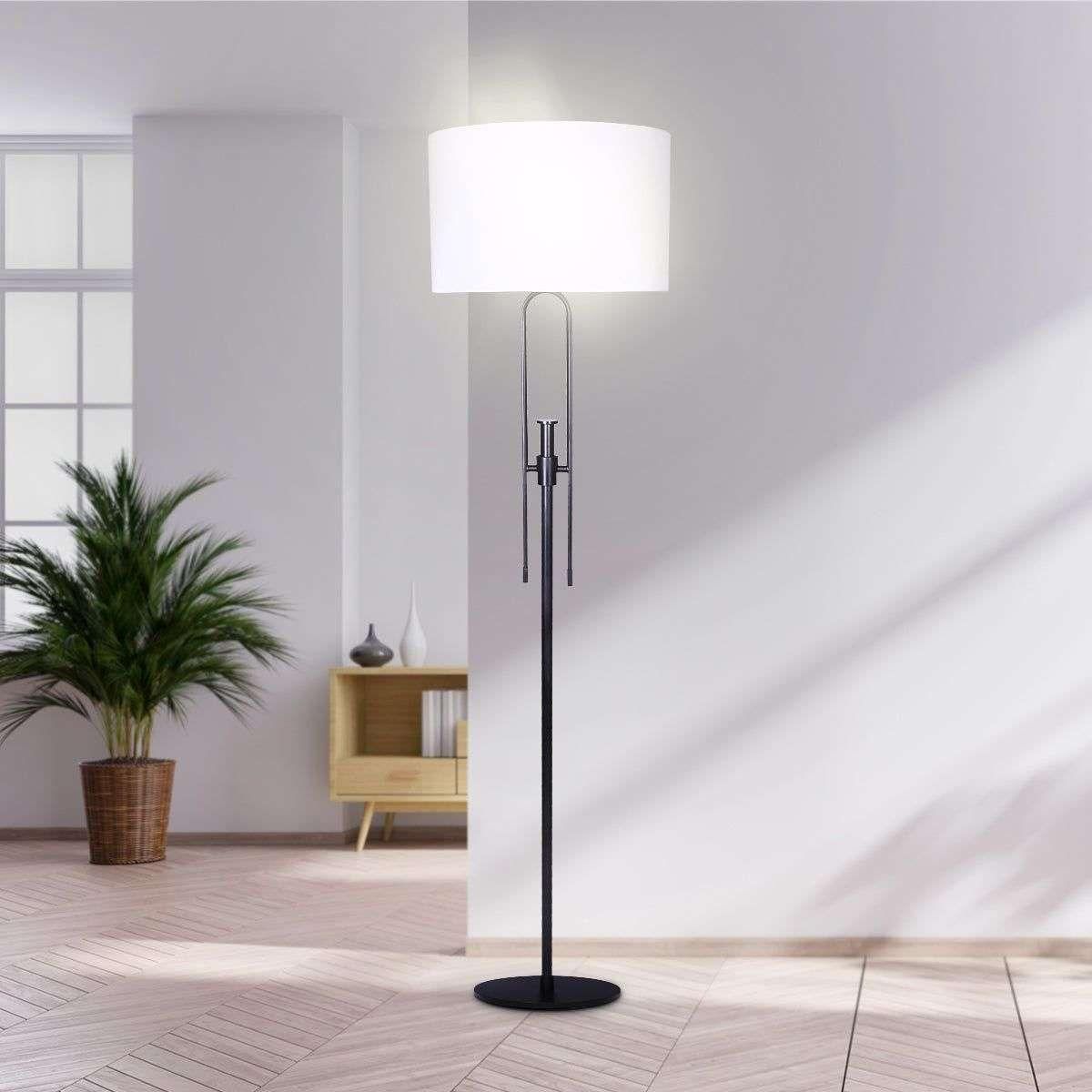 Sarantino Height-Adjustable Metal Floor Lamp Matte Black - Magdasmall