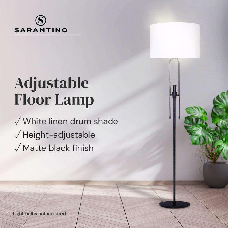 Sarantino Height-Adjustable Metal Floor Lamp Matte Black - Magdasmall