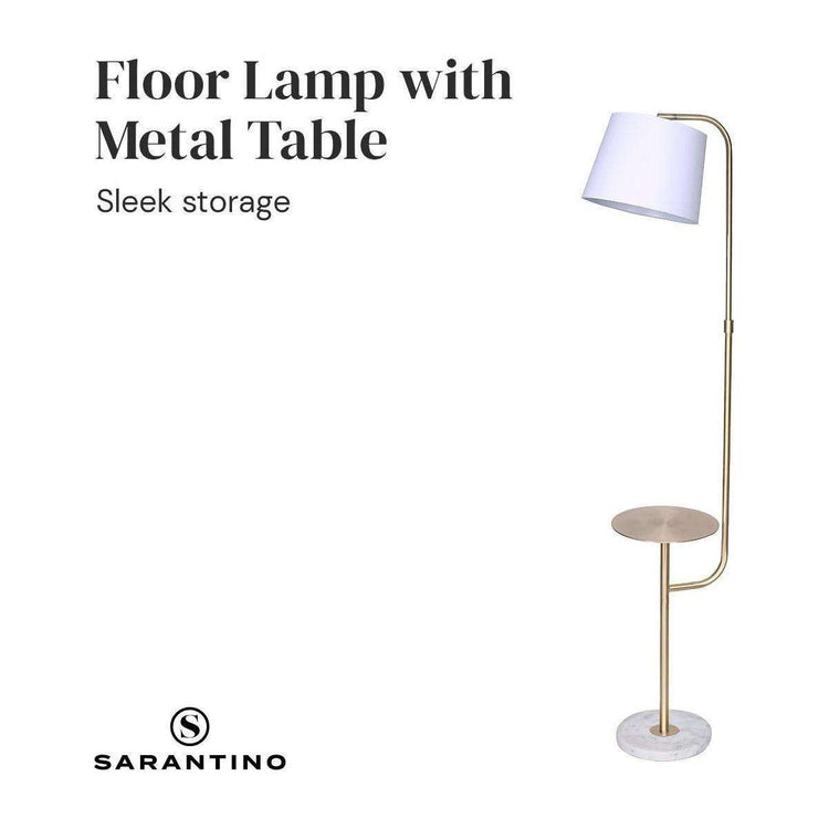 Sarantino Marble & Metal End Table Top Floor Lamp - Magdasmall