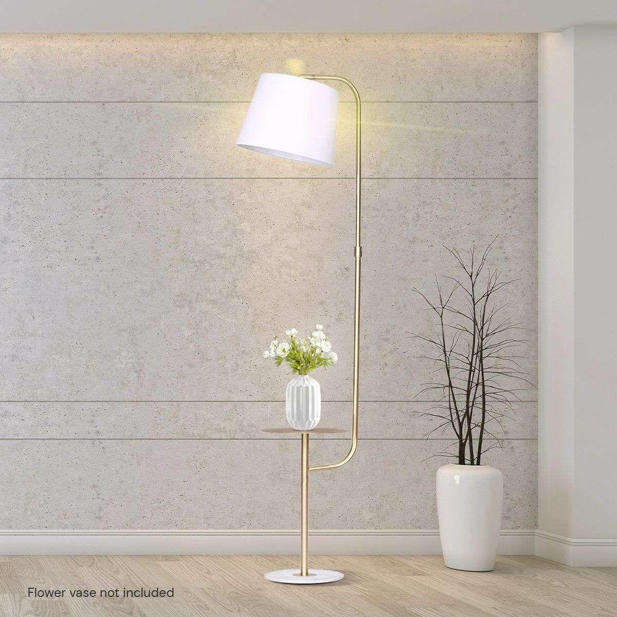 Sarantino Marble & Metal End Table Top Floor Lamp - Magdasmall