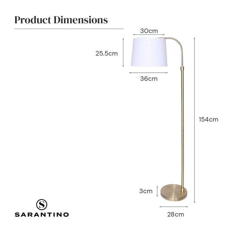 Sarantino Metal Floor Lamp Brass Finish Adjustable Height - Magdasmall