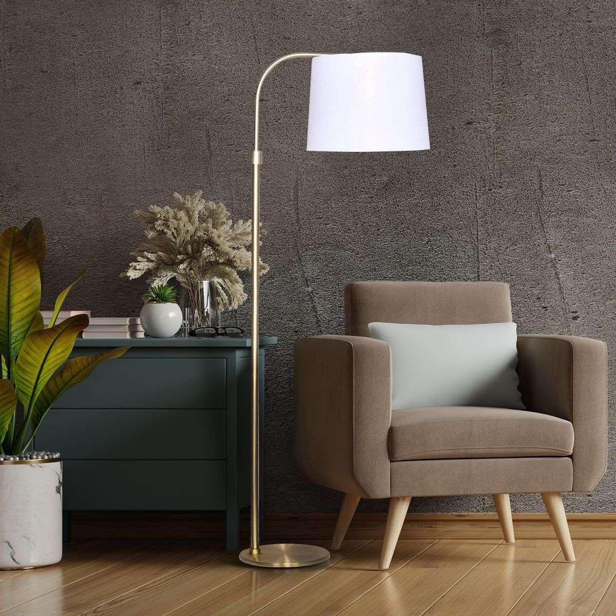 Sarantino Metal Floor Lamp Brass Finish Adjustable Height - Magdasmall