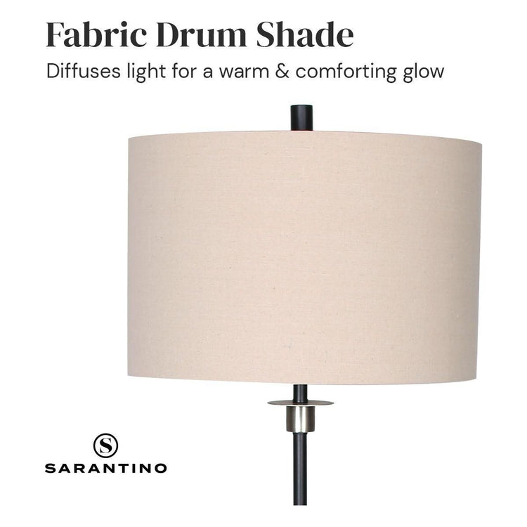 Sarantino Metal Floor Lamp with Cream Drum Shade - Magdasmall