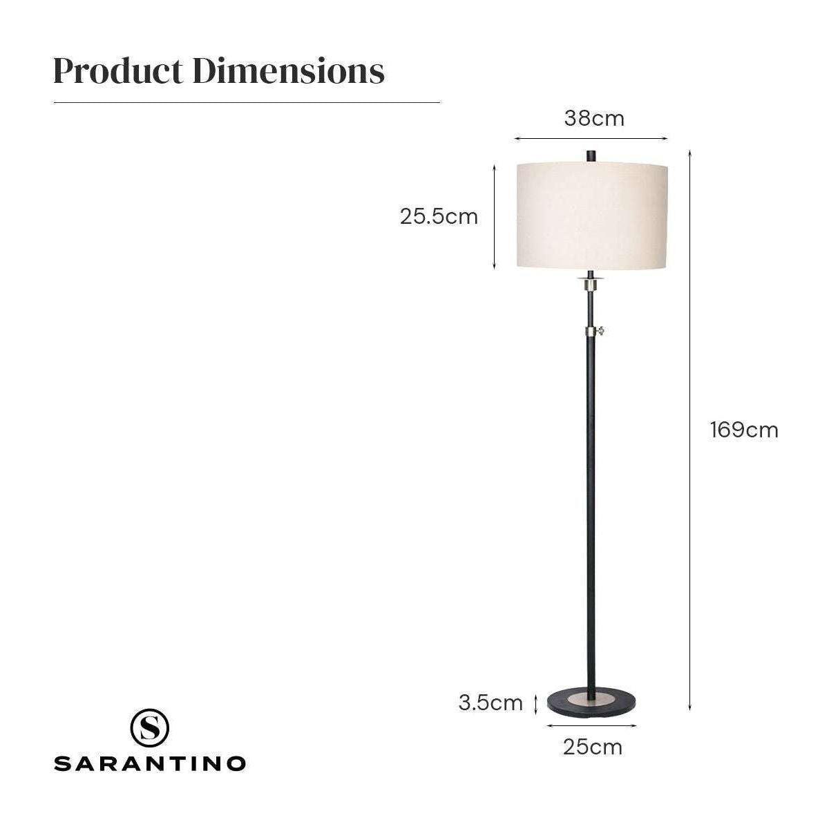 Sarantino Metal Floor Lamp with Cream Drum Shade - Magdasmall