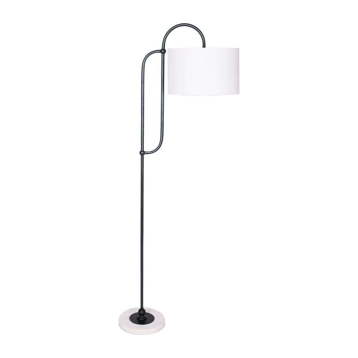 Sarantino Metal Floor Lamp with Marble Base & Off-White Shade - Magdasmall