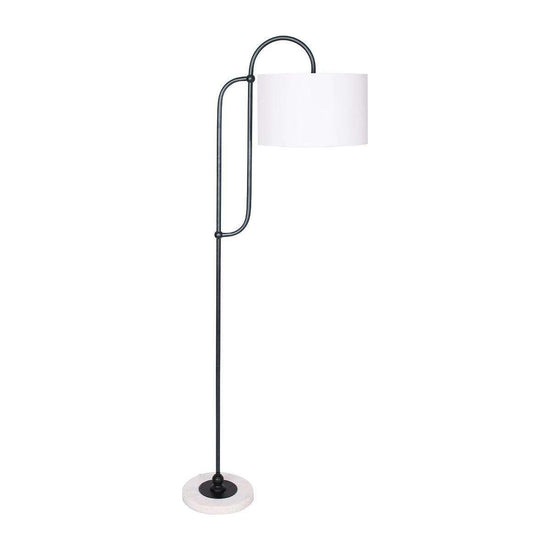 Sarantino Metal Floor Lamp with Marble Base & Off-White Shade - Magdasmall