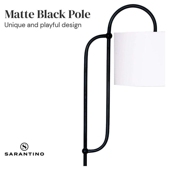 Sarantino Metal Floor Lamp with Marble Base & Off-White Shade - Magdasmall
