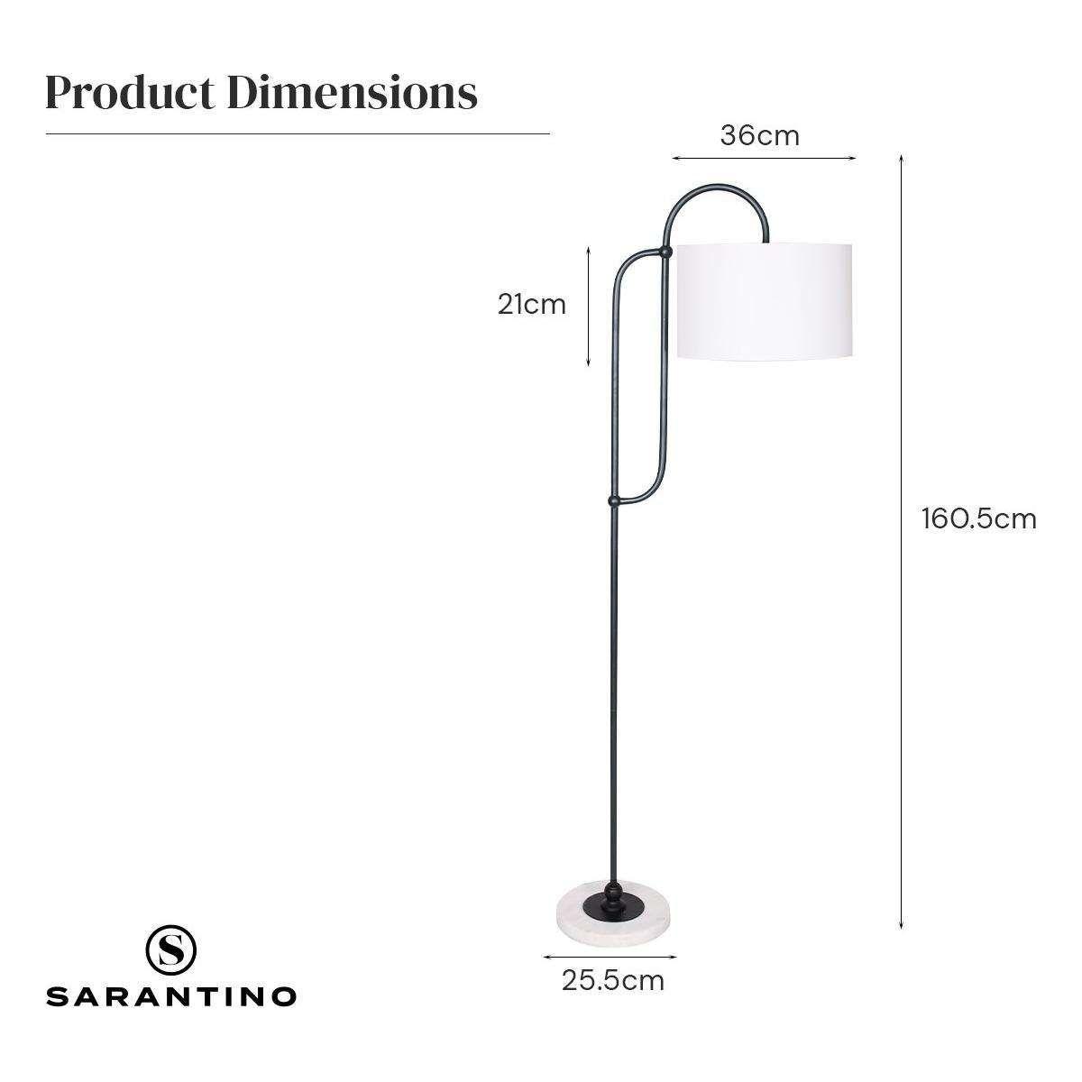 Sarantino Metal Floor Lamp with Marble Base & Off-White Shade - Magdasmall