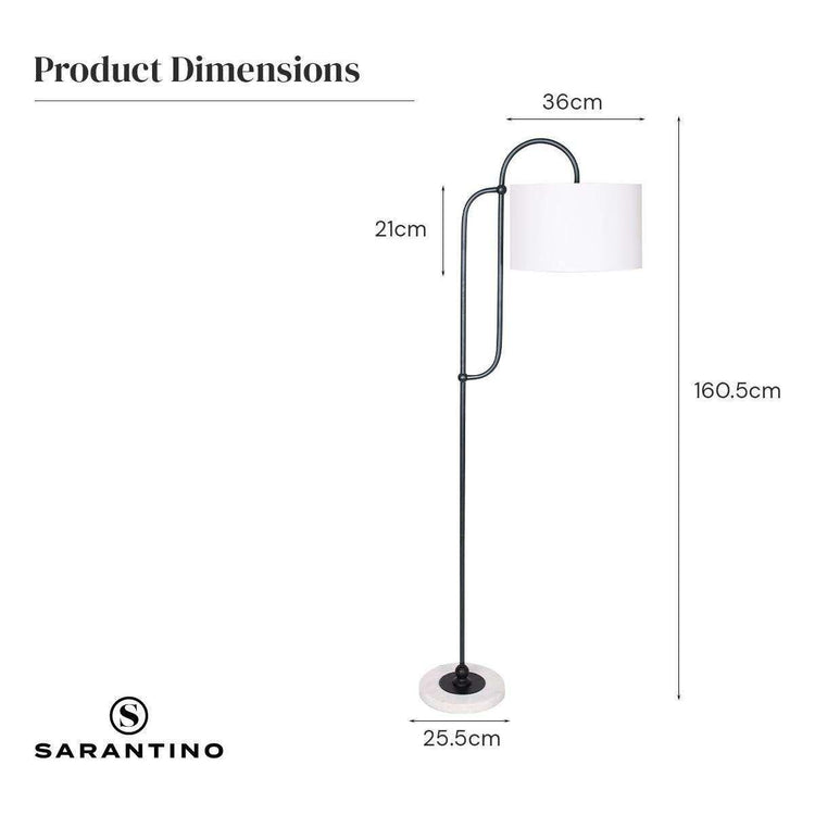 Sarantino Metal Floor Lamp with Marble Base & Off-White Shade - Magdasmall