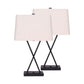 Sarantino Metal Table Lamp Pair Rectangular Shade X Stand - Magdasmall