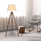 Sarantino Solid Wood Tripod Floor Lamp Adjustable Height White Shade - Magdasmall