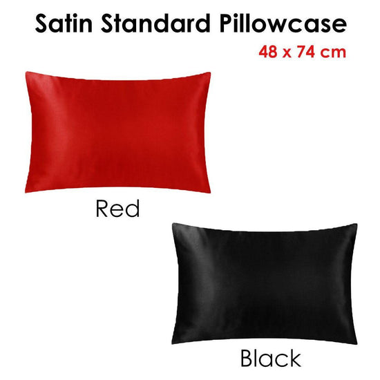 Satin Standard Pillowcase Black - Magdasmall