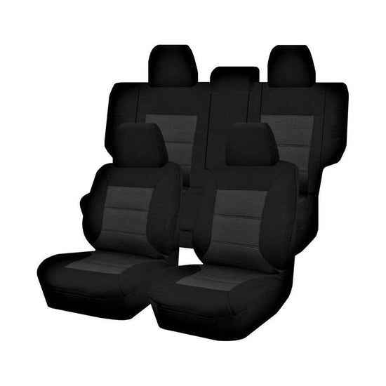 Seat Covers for MITSUBISHI PAJERO NS.NT.NW.NX SERIES 11/2006 - ON LWB 4X4 SUV/WAGON 7 SEATERS FM BLACK PREMIUM - Magdasmall