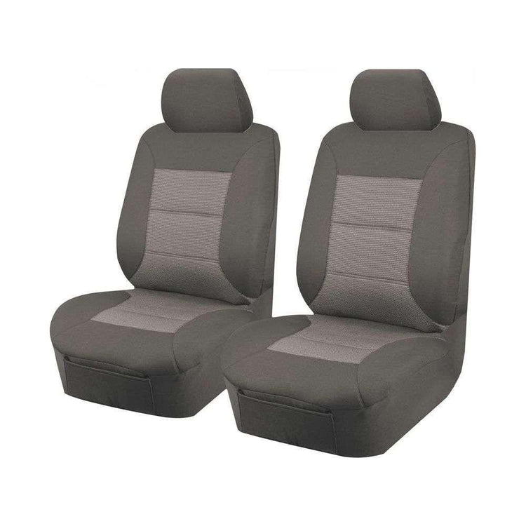 Seat Covers for MITSUBISHI TRITON MQ SERIES 01/2015 - ON SINGLE CAB CHASSIS FRONT 2X BUCKETS GREY PREMIUM - Magdasmall