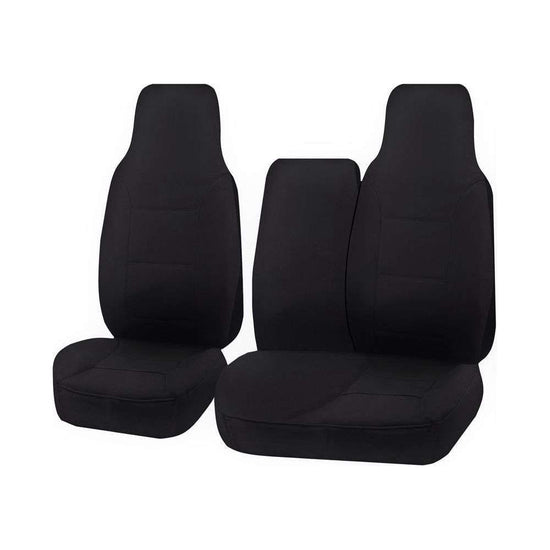 Seat Covers for TOYOTA HI ACE TRH-KDH SERIES 03/2005 - 2015 LWB UTILITY VAN FRONT HIGH BUCKET + _ BENCH WITH FOLD DOWN ARMREST/TRAY BLACK CHALLENGER