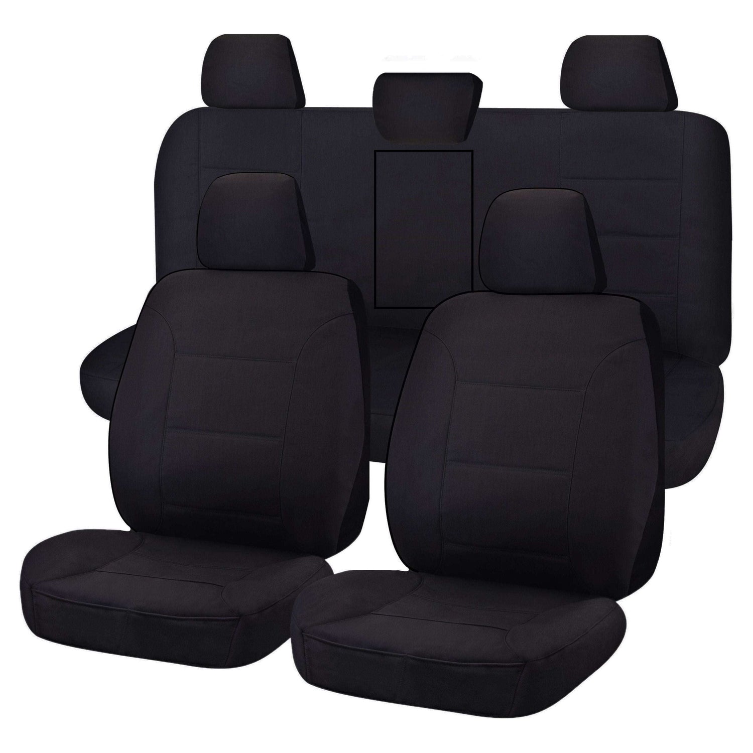 Seat Covers for TOYOTA HILUX 08/2015 - ON DUAL CAB UTILITY FR 40/60 SPLIT BASE WITH A/REST BLACK CHALLENGER - Magdasmall