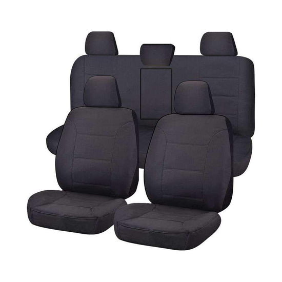 Seat Covers for TOYOTA HILUX 08/2015 - ON DUAL CAB UTILITY FR 40/60 SPLIT BASE WITH A/REST CHARCOAL ALL TERRAIN - Magdasmall