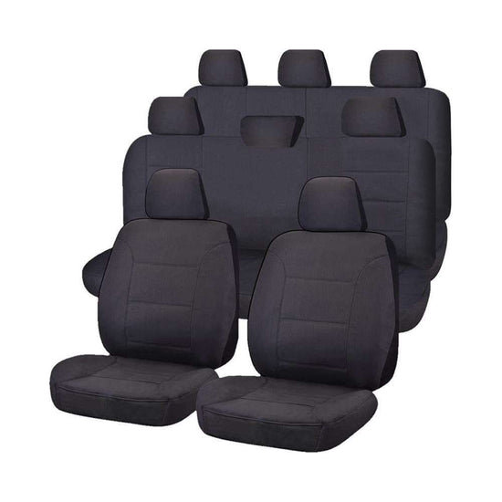 Seat Covers for TOYOTA LANDCRUISER 200 SERIES GXL - 60TH ANNIVERSARY VDJ200R-UZJ200R-URJ202R 11/2008 - ON 4X4 SUV/WAGON 8 SEATERS FMR CHARCOAL ALL TERRAIN