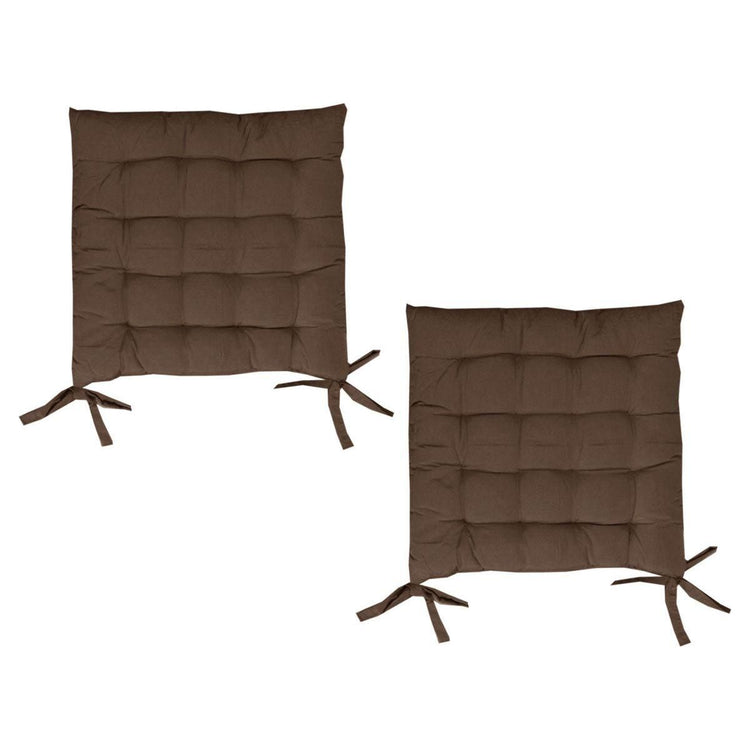 Set of 2 Chair Pads with Ties 40 x 40 cm Chocolate