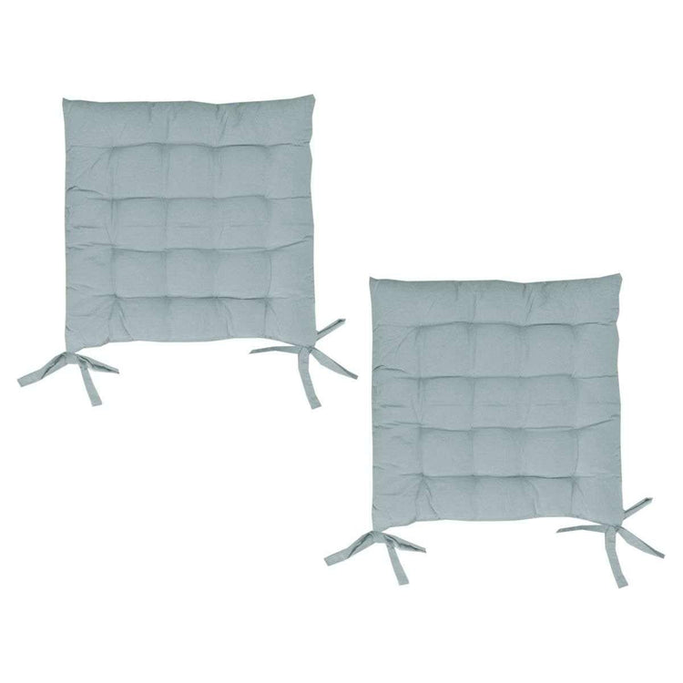 Set of 2 Chair Pads with Ties 40 x 40 cm Silver Blue