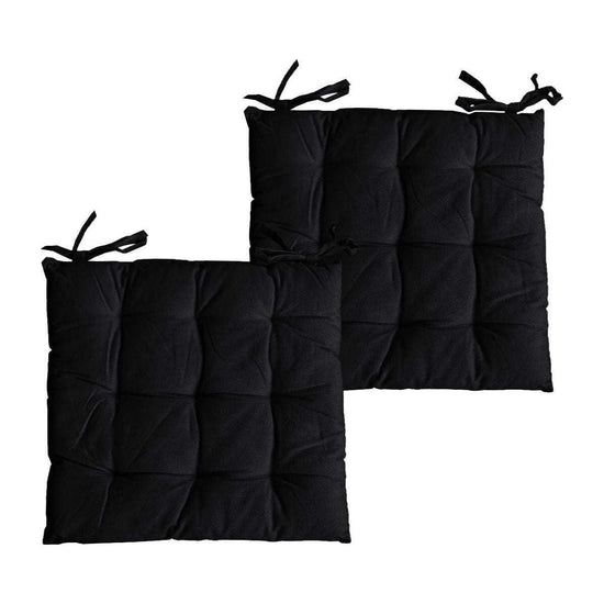 Set of 2 Colter Cotton Chair Pads Black