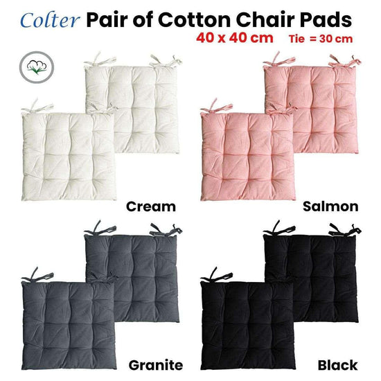 Set of 2 Colter Cotton Chair Pads Black