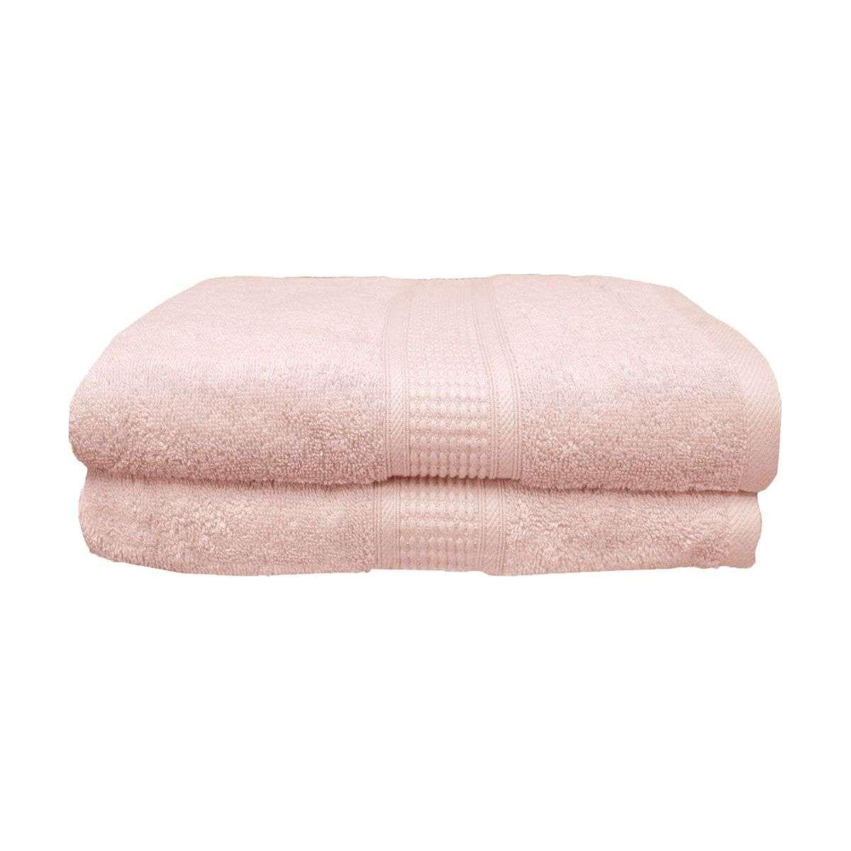 Set of 2 Coral Combed Cotton Bath Sheets 80 x 160 cm