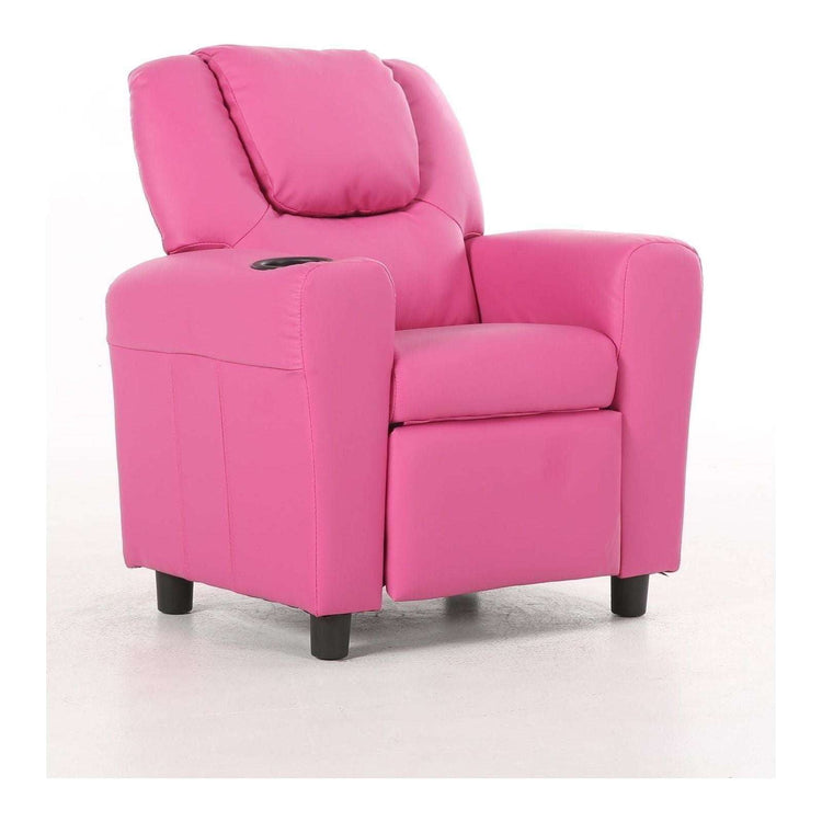 Set of 2 Oliver Kids Recliner Chair Sofa Children Lounge Couch PU Armchair Pink