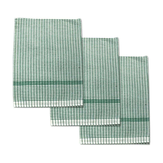 Set of 3 Jumbo Cotton Checkered Tea Towels 60 x 90 cm Green