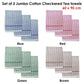 Set of 3 Jumbo Cotton Checkered Tea Towels 60 x 90 cm Green
