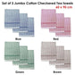 Set of 3 Jumbo Cotton Checkered Tea Towels 60 x 90 cm Red