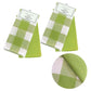 Set of 4 Cotton Waffle Checkered & Plain Dyed Tea Towels 50cm x 70cm Green