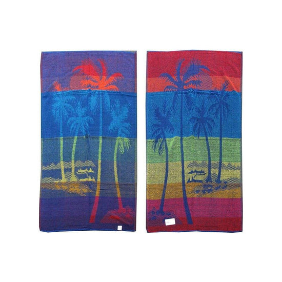 Set of 4 Imperfect Jacquard Terry Beach Towels Palm Tree